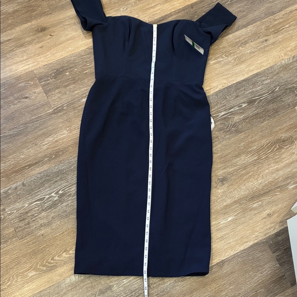 Dress the Population Navy Sweetheart Midi Dress with Structured Cap Sleeves - Picture 8 of 9